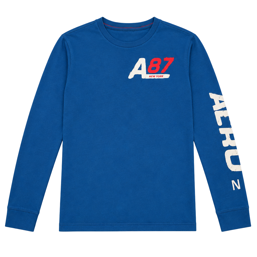 Aeropostale A87 Long Sleeve T-Shirt Size M Blue 1