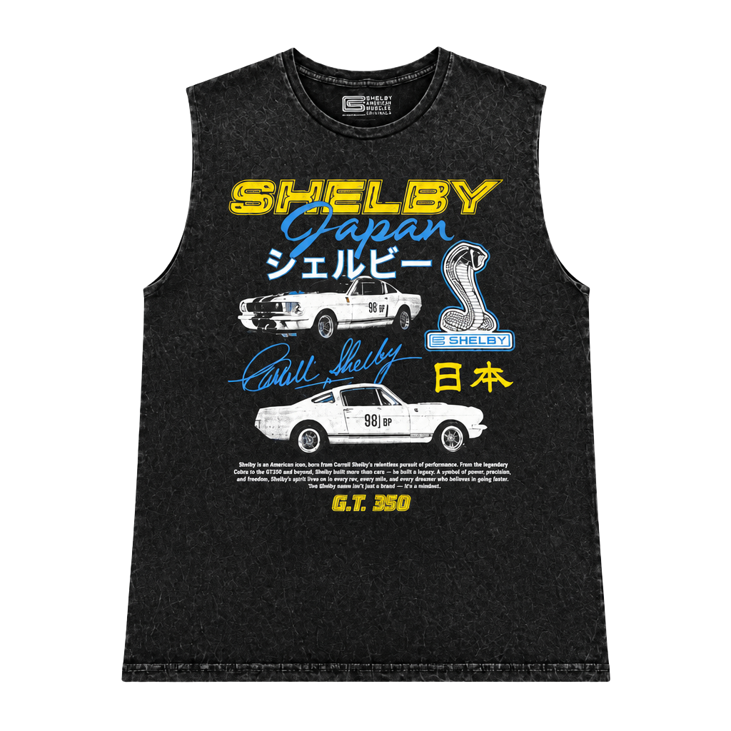 Shelby GT350 Japan Acid Wash Tank Top Size L Black 1