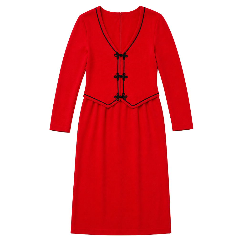 Vintage Stuart Alan Red Maxi Dress 1