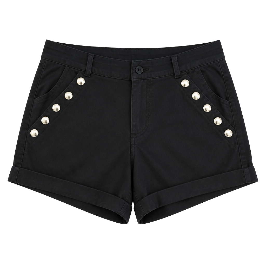 Q&M Black Studded Y2K Punk Rock Shorts 1