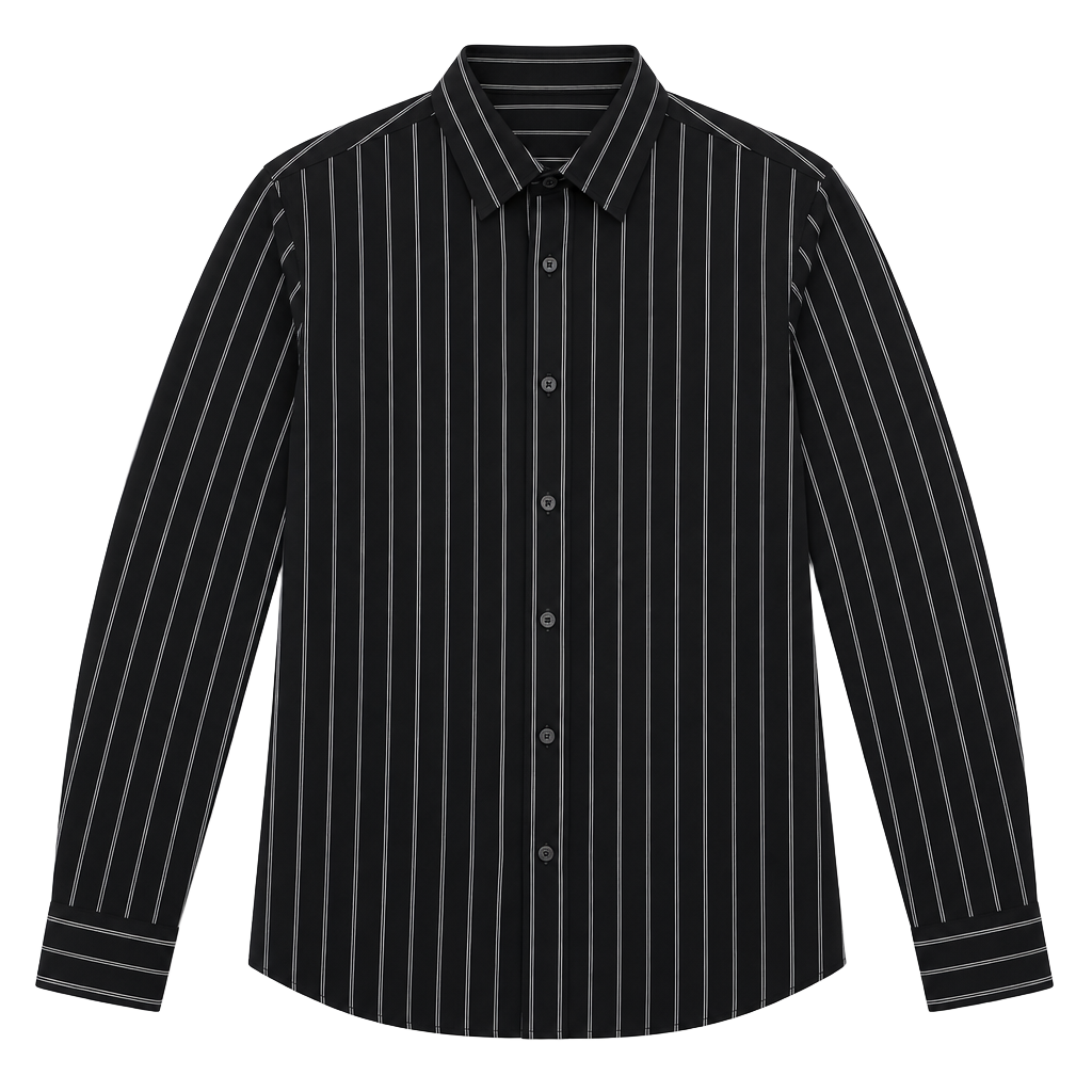 Bruno Mens Black and White Striped Long Sleeve Cotton Dress Shirt 1