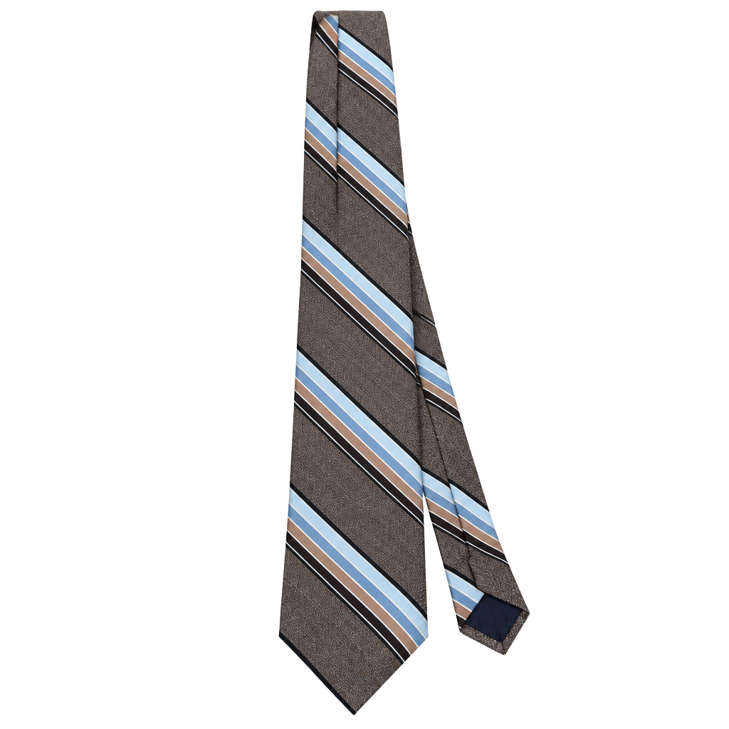 Vintage Beau Brummell Striped Necktie Brown Blue 1