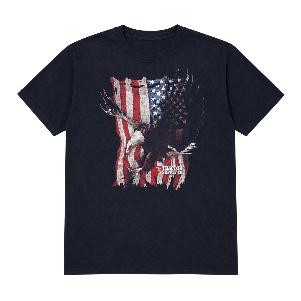 Tractor Supply Co. American Flag Eagle Graphic T-Shirt Navy Blue 1