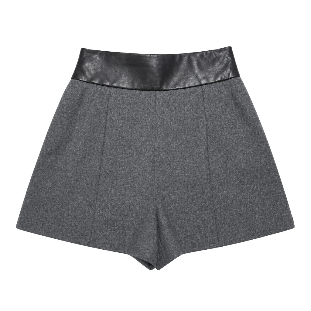 Diane von Furstenberg DVF Grey Wool and Leather Waistband Shorts Size 2 1