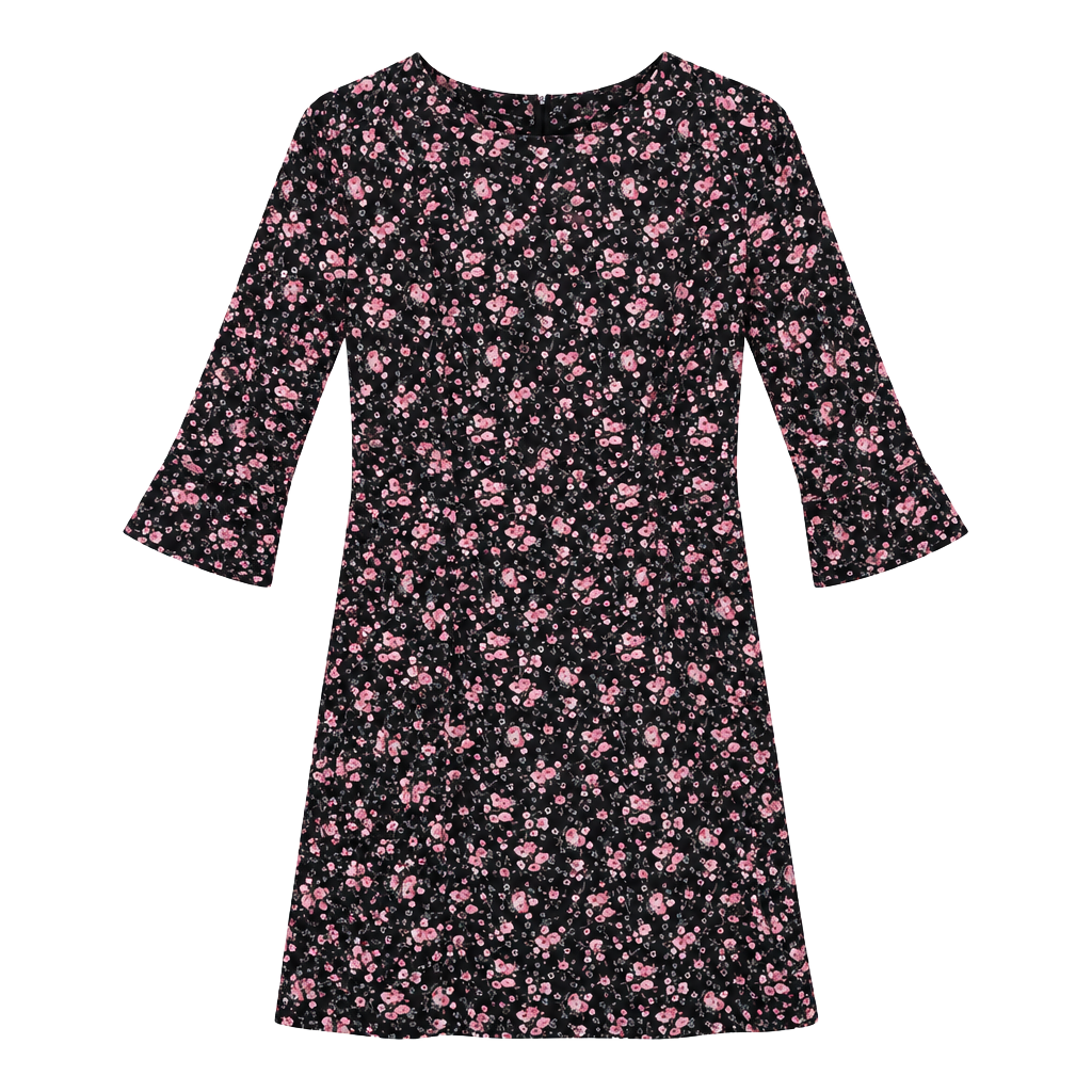 Divided By H&M Floral Long Sleeve Dress Size 4 Black 1