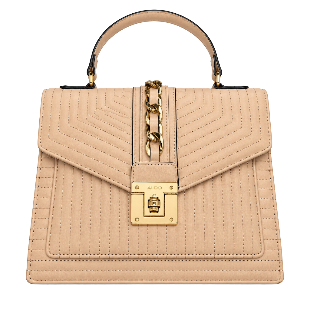 Aldo Jerilini Quilted Top Handle Satchel Bag Beige 1