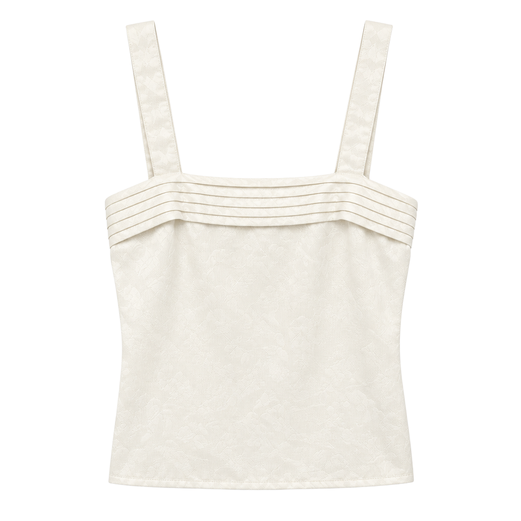Vintage Albert Nipon Pleated Camisole Top Size 8 Ivory Satin 1