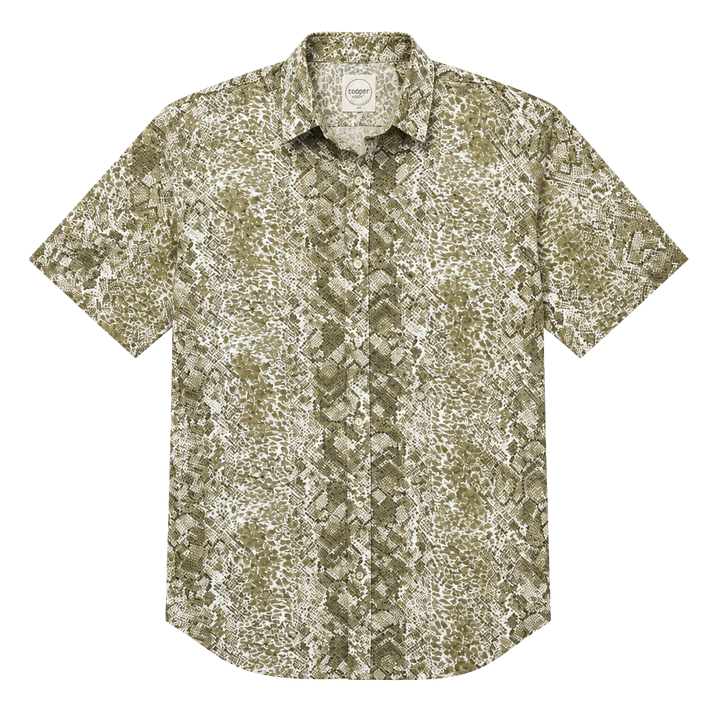 80’s Vintage Andrew Sport Button Down Shirt Size M Snake Print Short Sleeve 1