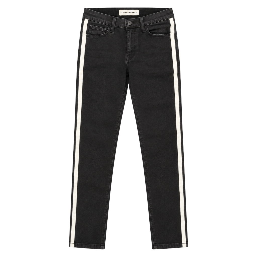 Flying Monkey Jeans Black Side Stripe Skinny Denim Pants 1