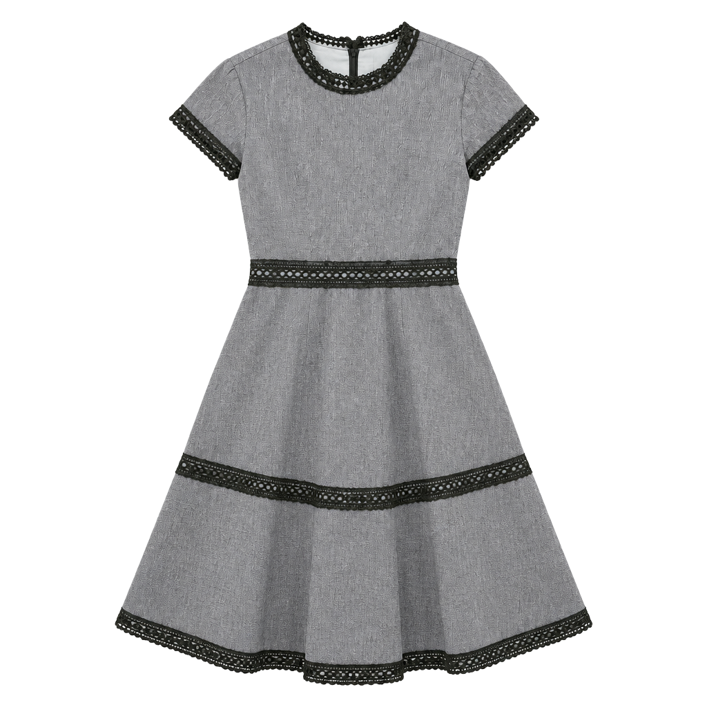 Muse Couture Dress Blue Lace Trim 1