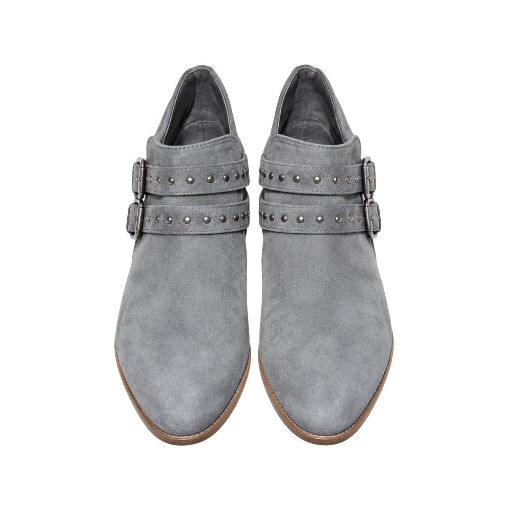 Vince Camuto Cosmika Suede Buckle Booties Grey 1