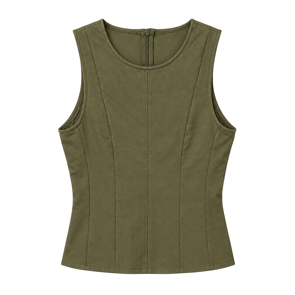 7 For All Mankind Faux Leather Tank Top Size S Green 1