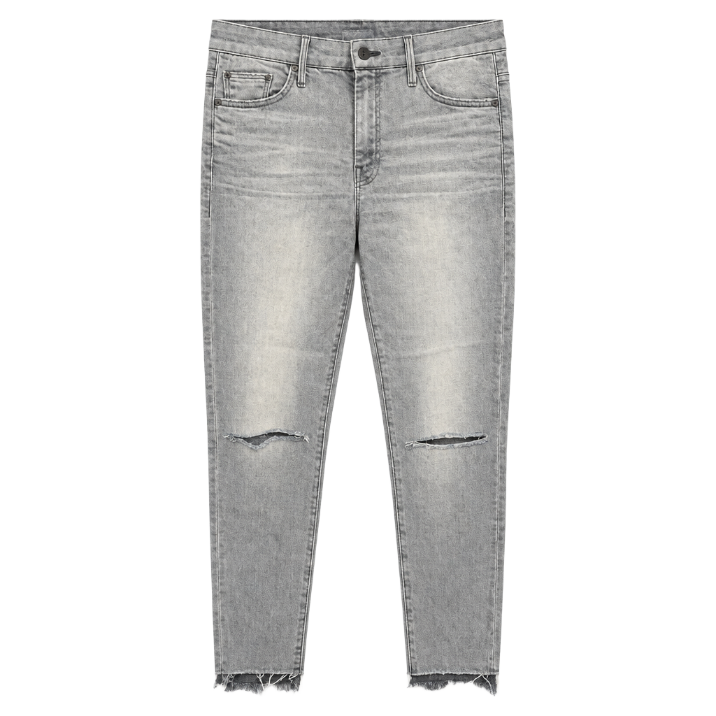 MOTHER Skinny Jeans Gray Distressed Lace Hem 1