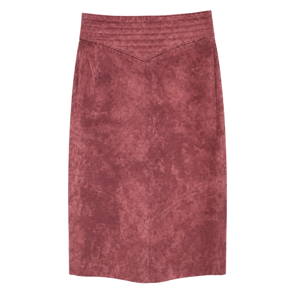 Vintage Maroon Suede Pencil Skirt 1