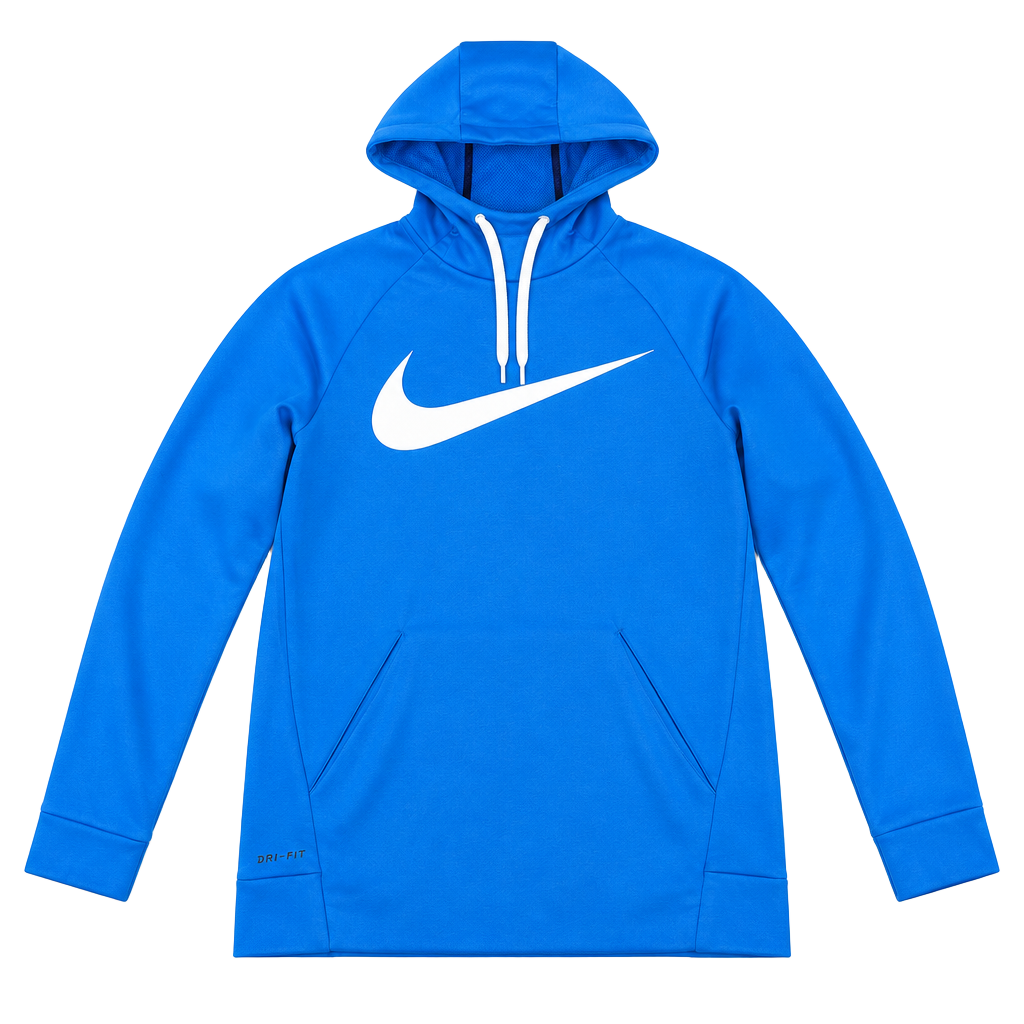 Nike Dri-FIT KO 3.0 Performance Pullover Hoodie Size M Blue White Big Swoosh 1