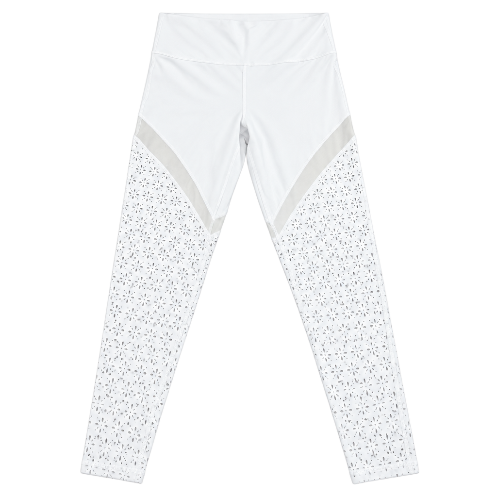Aerie Leggings Size L White Perforated Laser Cut Flower Yoga Active 1