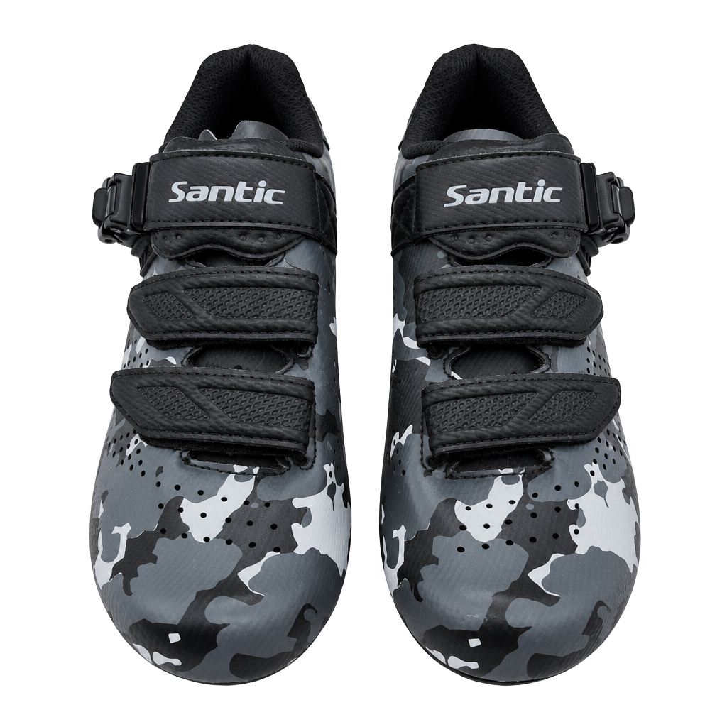 Santic Cycling Shoes Size 39 Black Grey Camo Bike Cleats 1