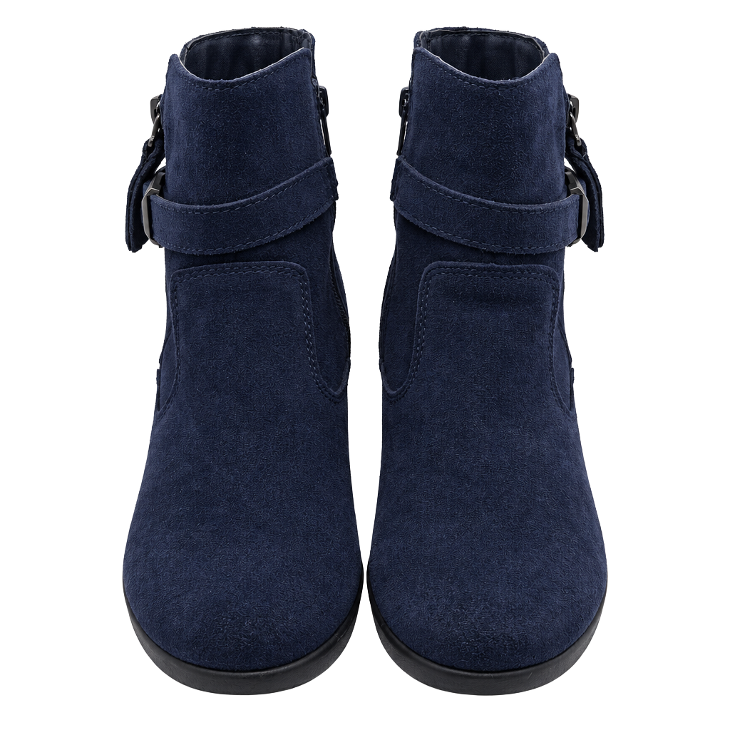 Earth Origins Blue Suede Ankle Boots Booties Tassel Buckle 1