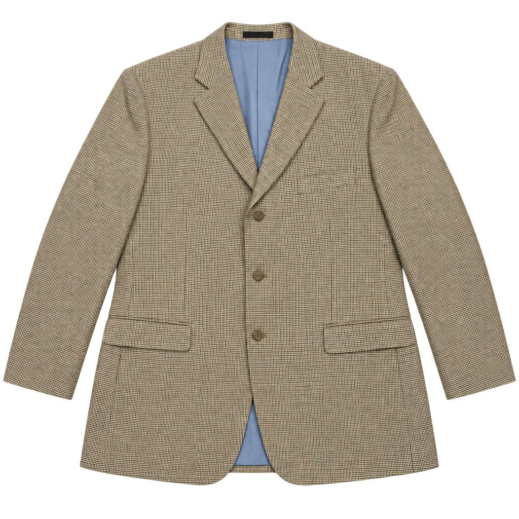 Alan Flusser Sport Coat Size 48R Brown Houndstooth Silk Wool Blazer 1