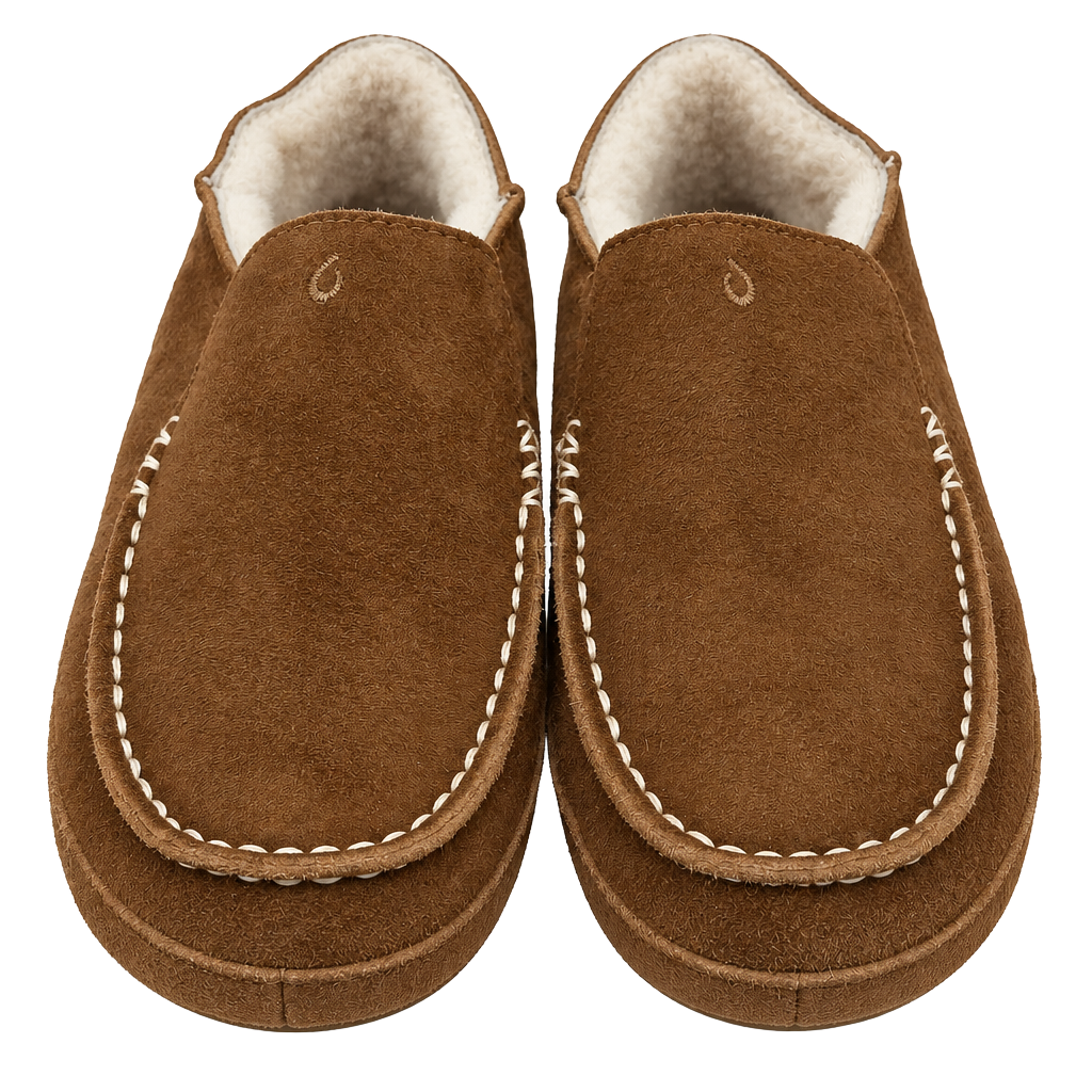 OluKai Nohea Slipper Size US W6 Brown Suede Shearling 1
