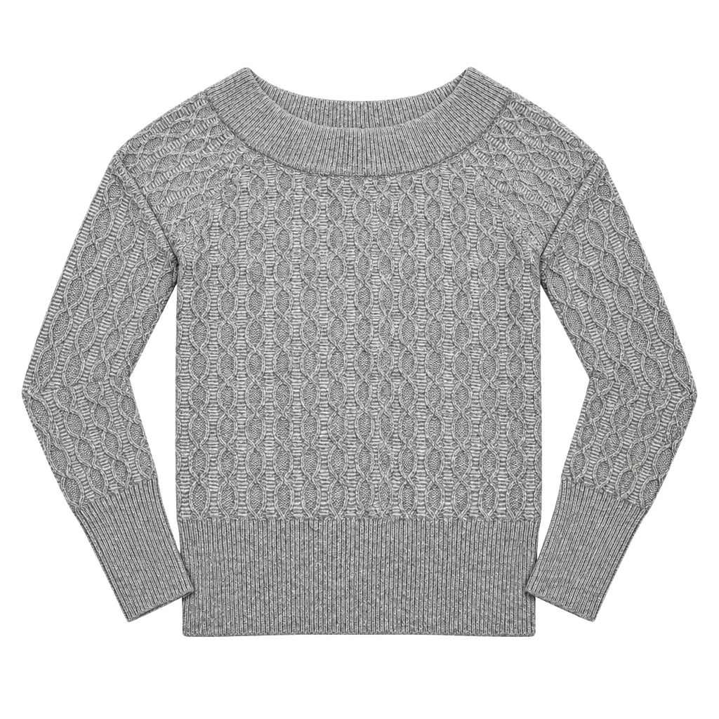 White House Black Market Sweater Size M Gray Cable Knit Off Shoulder 1