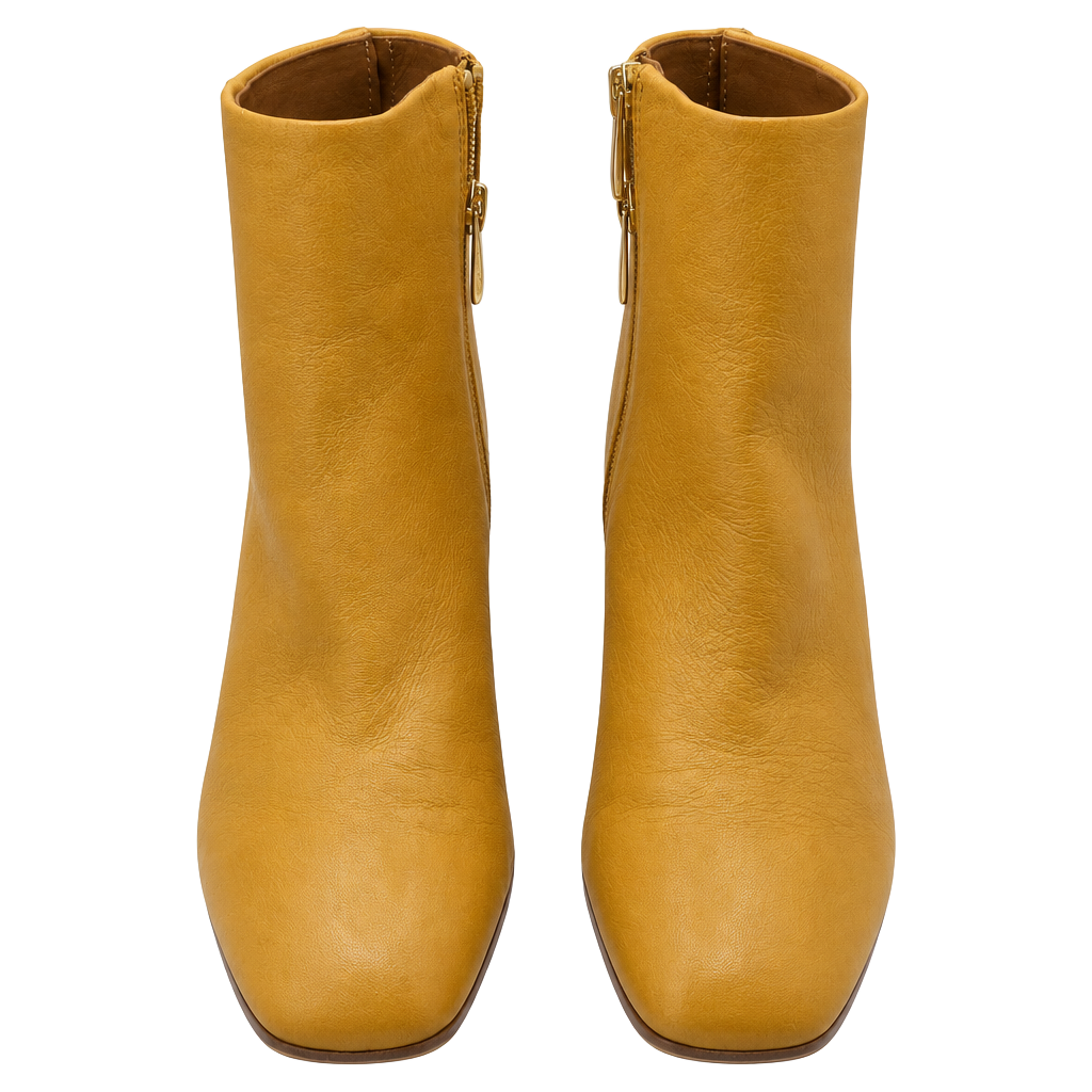 Franco Sarto Tina Ankle Boots Size 6.5M Yellow Leather Chunky Heel 1