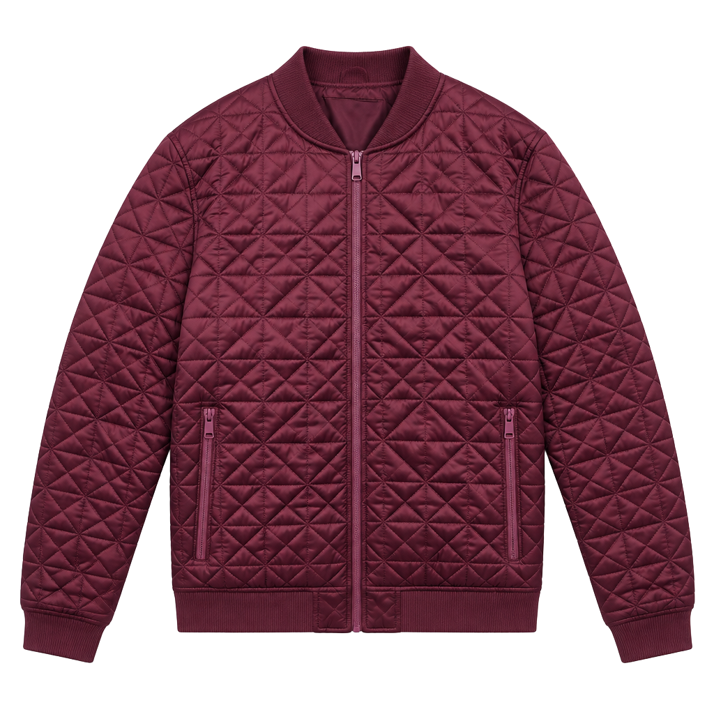 Paulo Solari Quilted Velvet Bomber Jacket Burgundy M 1