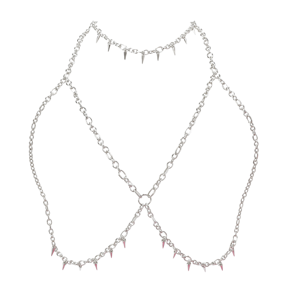 Gothic Silver Spiked Metal Body Chain Harness 1