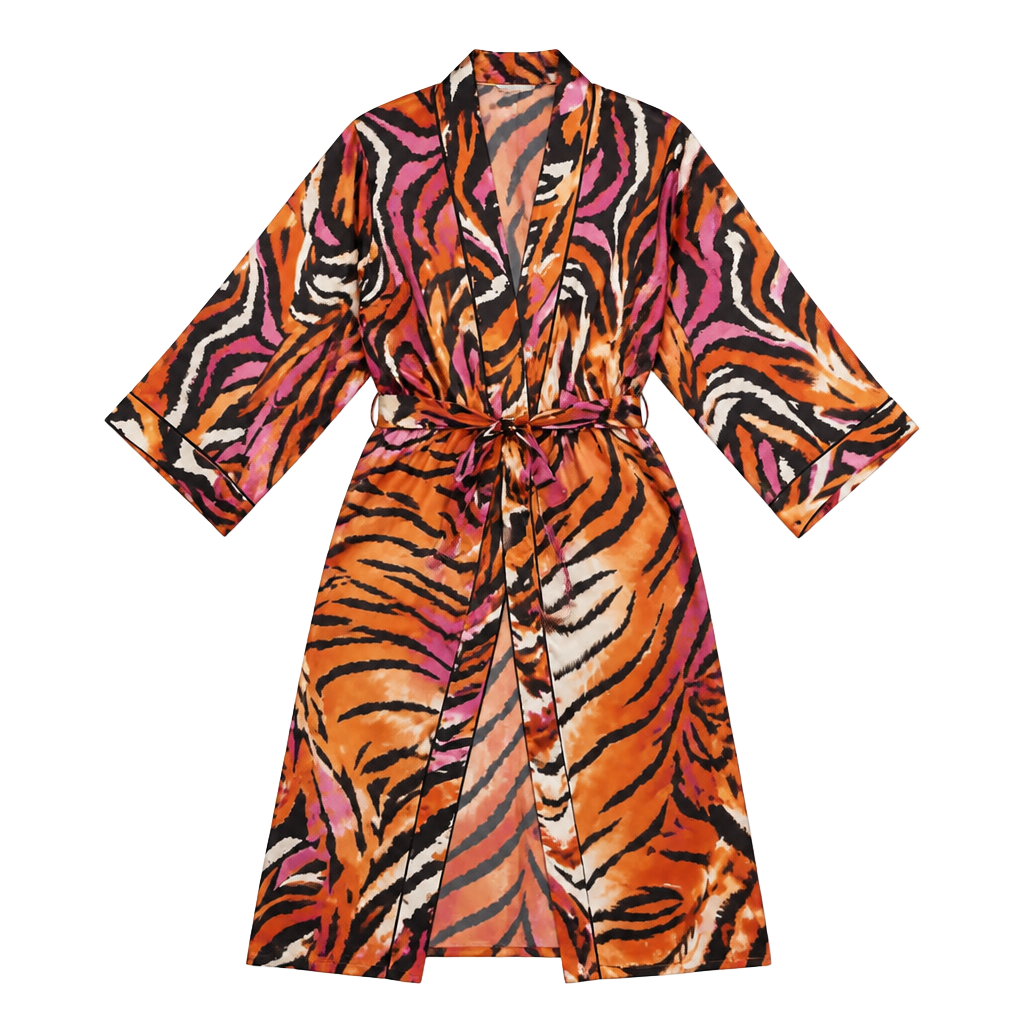 Diane von Furstenberg x Target Disco Zebra Print Satin Kimono Robe Medium 1