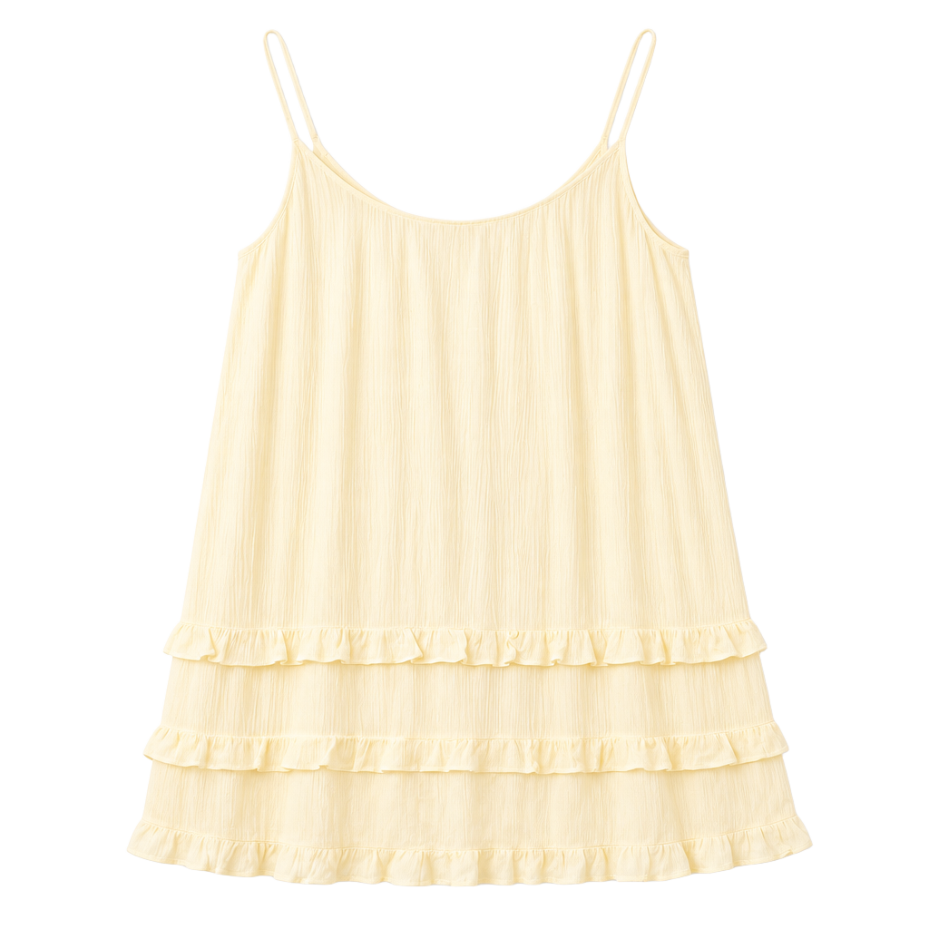 Jun & Ivy Light Yellow Spaghetti Strap Tiered Ruffle Mini Sundress 1