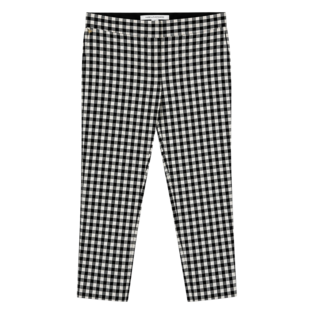 Diane von Furstenberg Black and White Gingham Ankle Pants 1