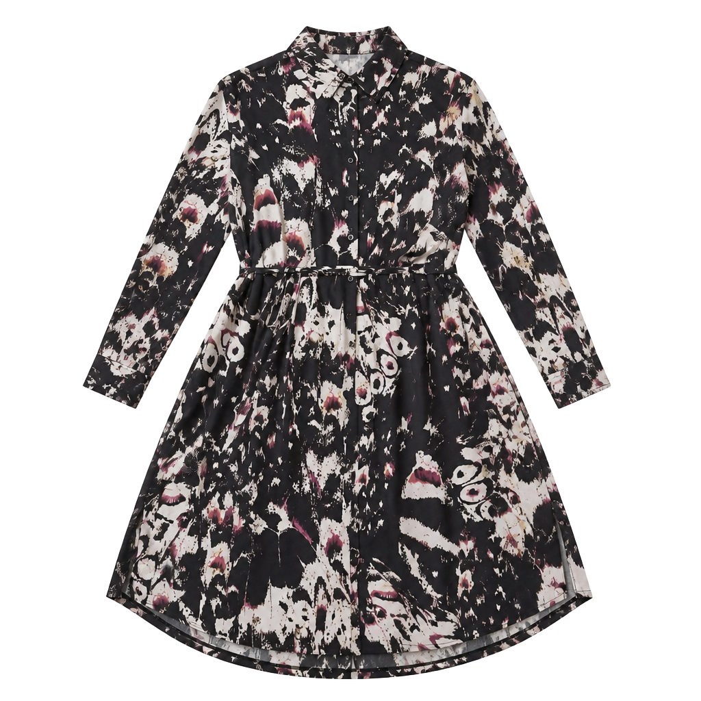 AllSaints Anya Wing Button-Down Shirt Dress in Abstract Print 1