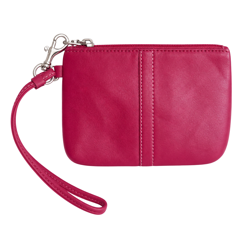 Coach Deep Pink Leather Logo Wristlet Pouch #42230 1