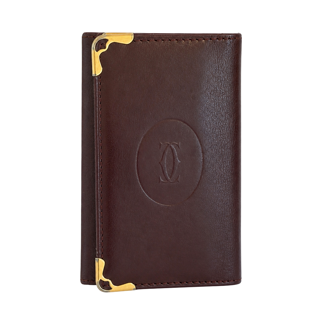 Cartier Brown Leather Wallet with Gold Corners 1