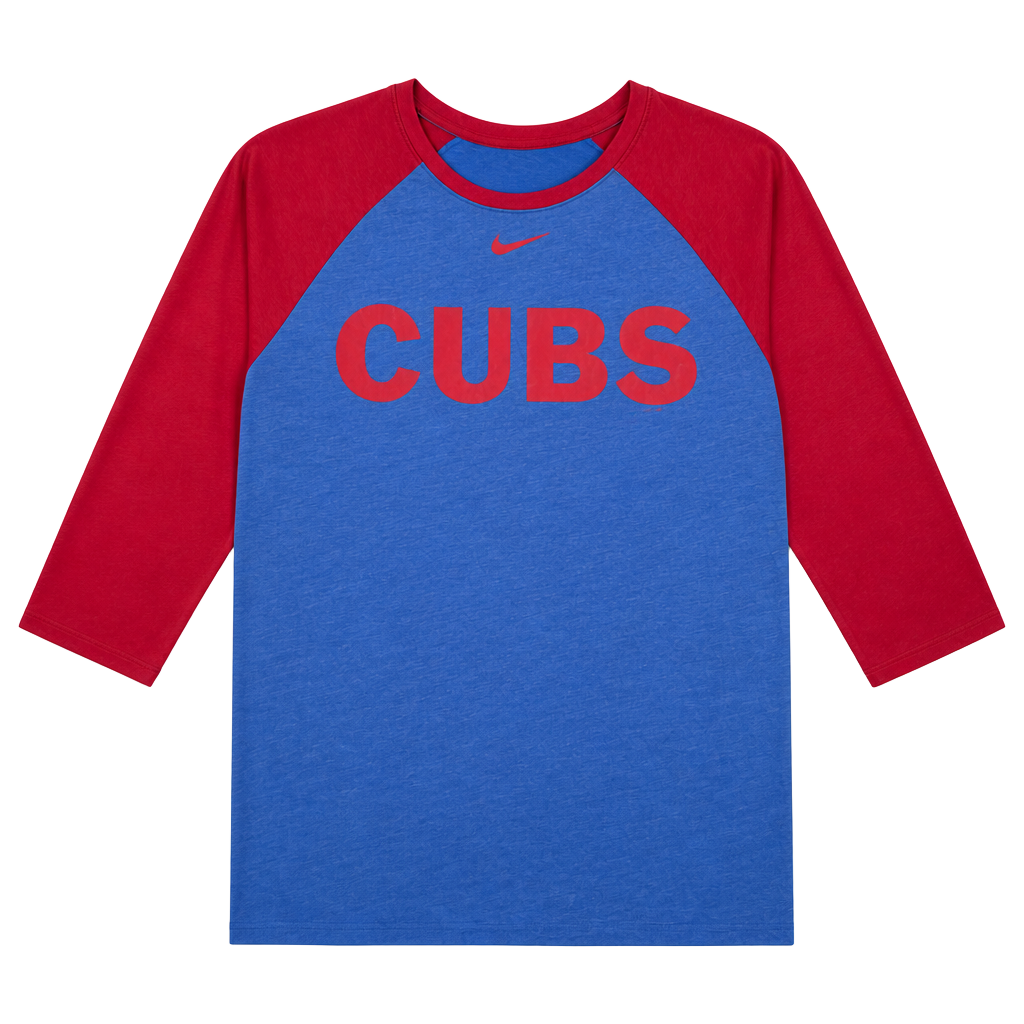 Nike Chicago Cubs MLB Tri-Blend 3/4 Sleeve Raglan Baseball T-Shirt 1