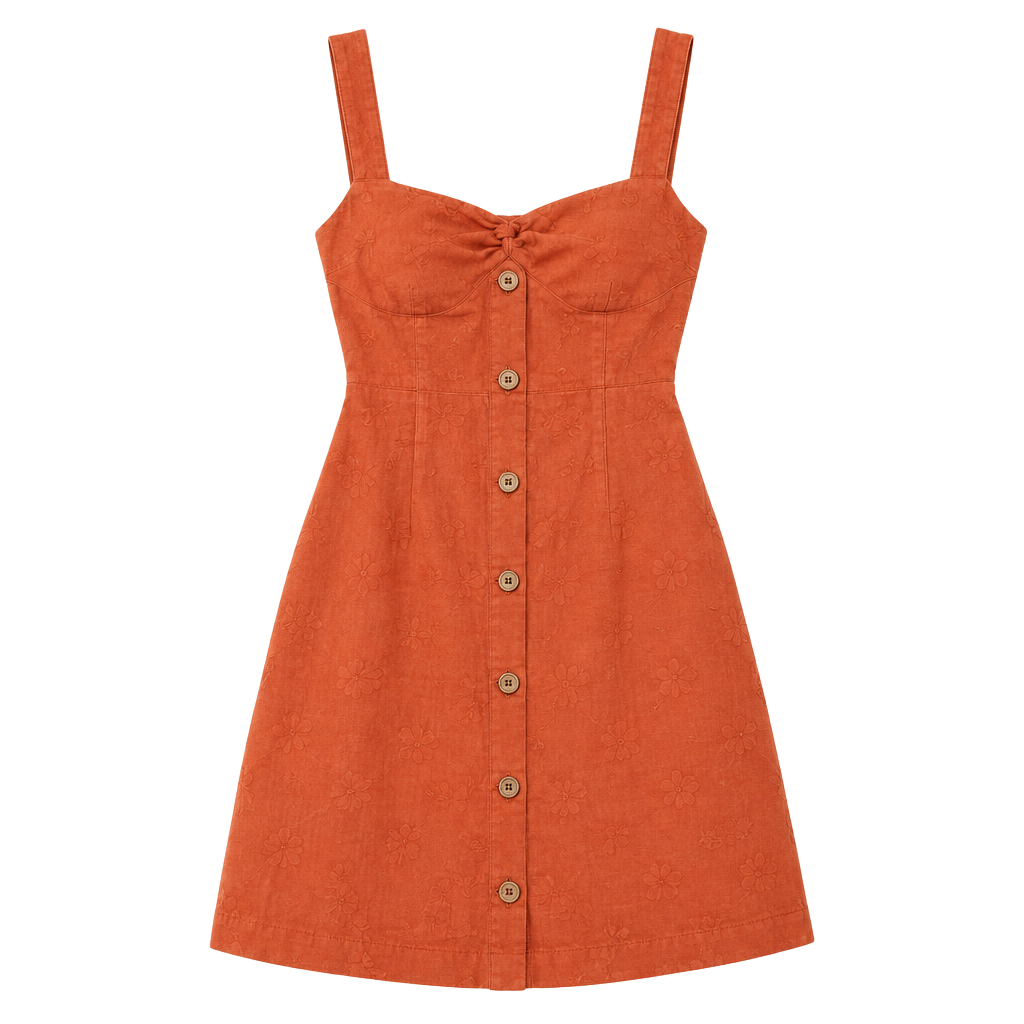 Maeve by Anthropologie Linen Rust Orange Twist-Front Mini Dress Size M 1