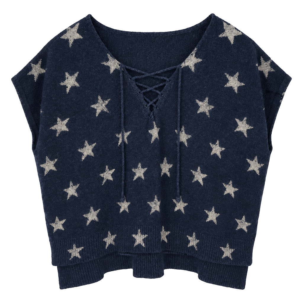 Denim & Supply Ralph Lauren Star Print Lace-Up Vest Size M Blue 1