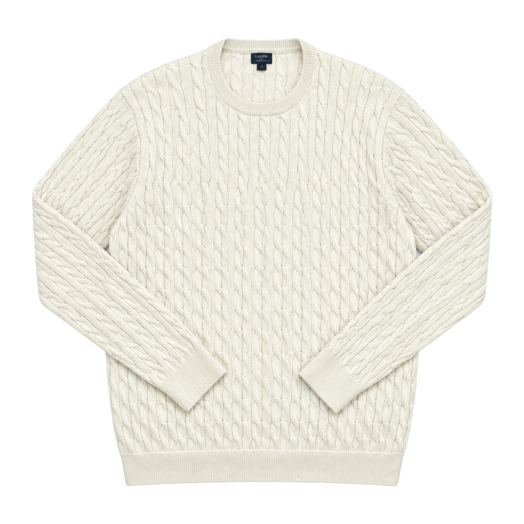 J.Crew Cable Knit Cotton Crewneck Sweater Size XL Cream Pullover 1