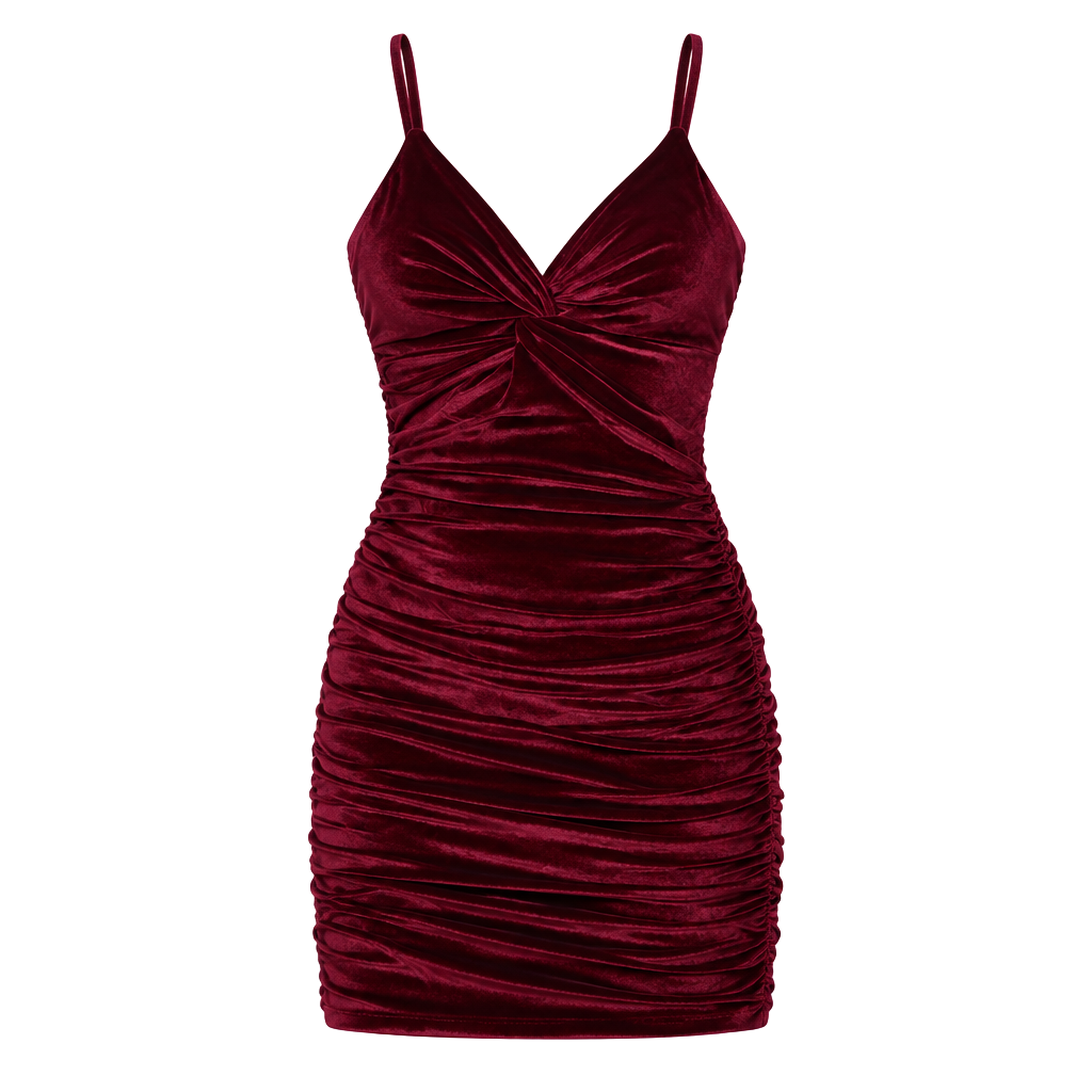 Lucy In The Sky Talia Front Twist Mini Dress in Wine Velvet Sz Small 1