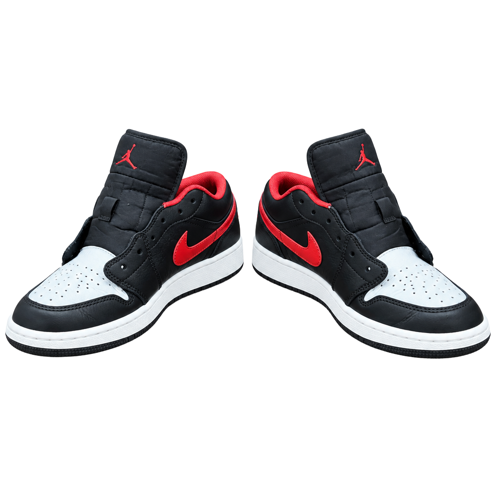Air Jordan 1 Low GS Size 5Y White Toe Black Fire Red Sneakers 1