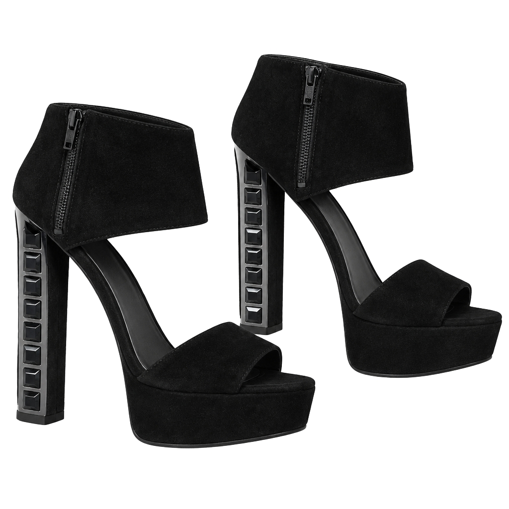 Michael Kors Josie Open Toe Size 8 1/2M Black Suede Heels 1