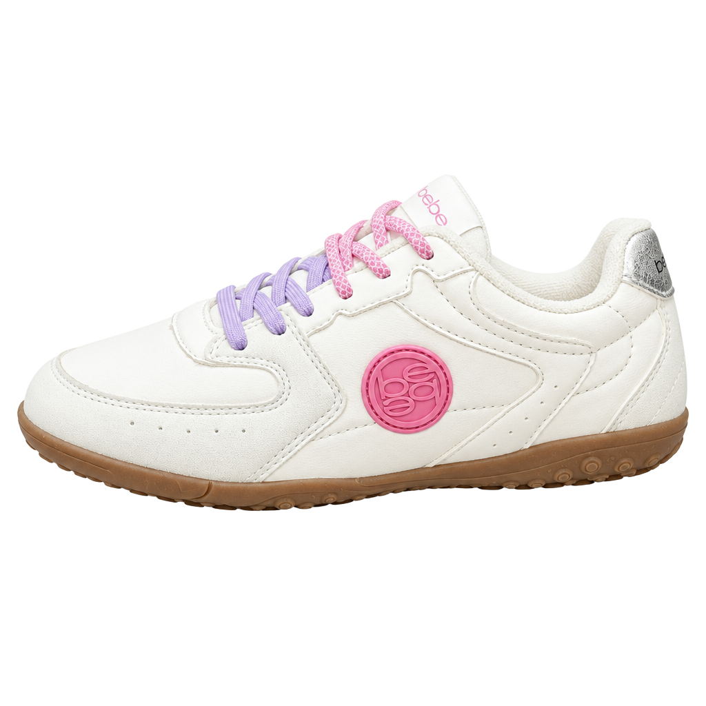 Bebe Sneakers Shoes White Pink Purple Metallic Size 8 1