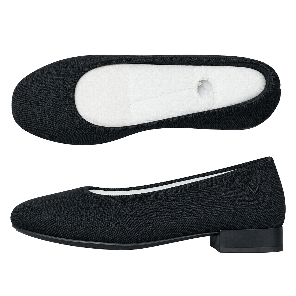 Vivaia Barbara Block Heel Flats Size 37 US 6.5 Black Knit 1