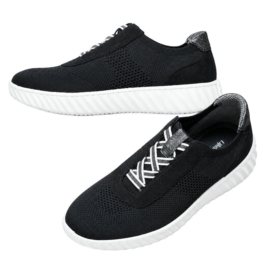 LifeStride Sneakers Black Knit Slip On Shoes size 7.5 1