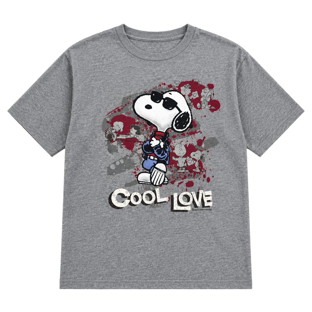 Vintage Peanuts Snoopy Joe Cool T-Shirt XL Gray Cool Love Y2K Velvety Graphic 1