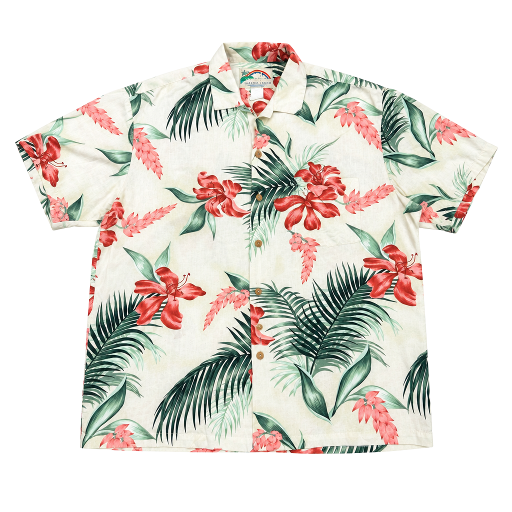 Vintage Paradise Found Honolulu Hawaii Hawaiian Aloha Shirt Tropical Floral XL 1