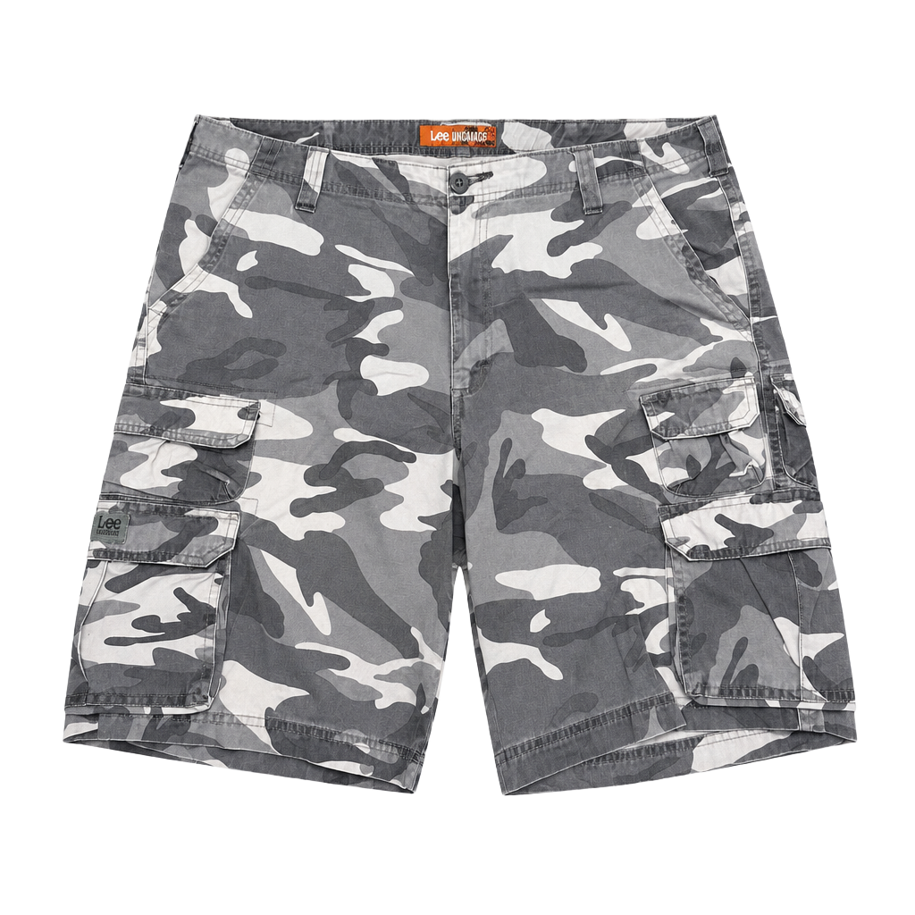 Lee Dungarees Cargo Shorts Size 38 Camo Baggy Multi Pocket Y2K 1