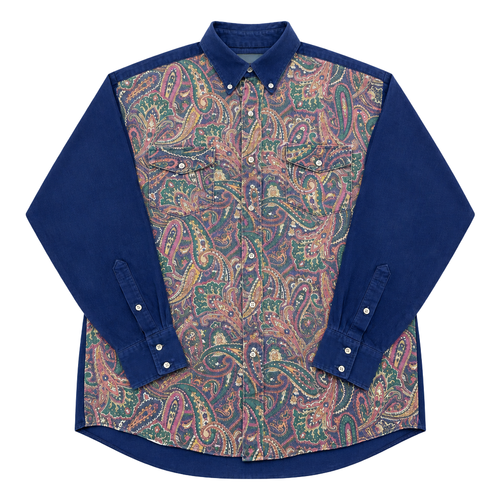 Vintage Roughrider Paisley Western Shirt Button Down Pearl Snap Cowboy 1
