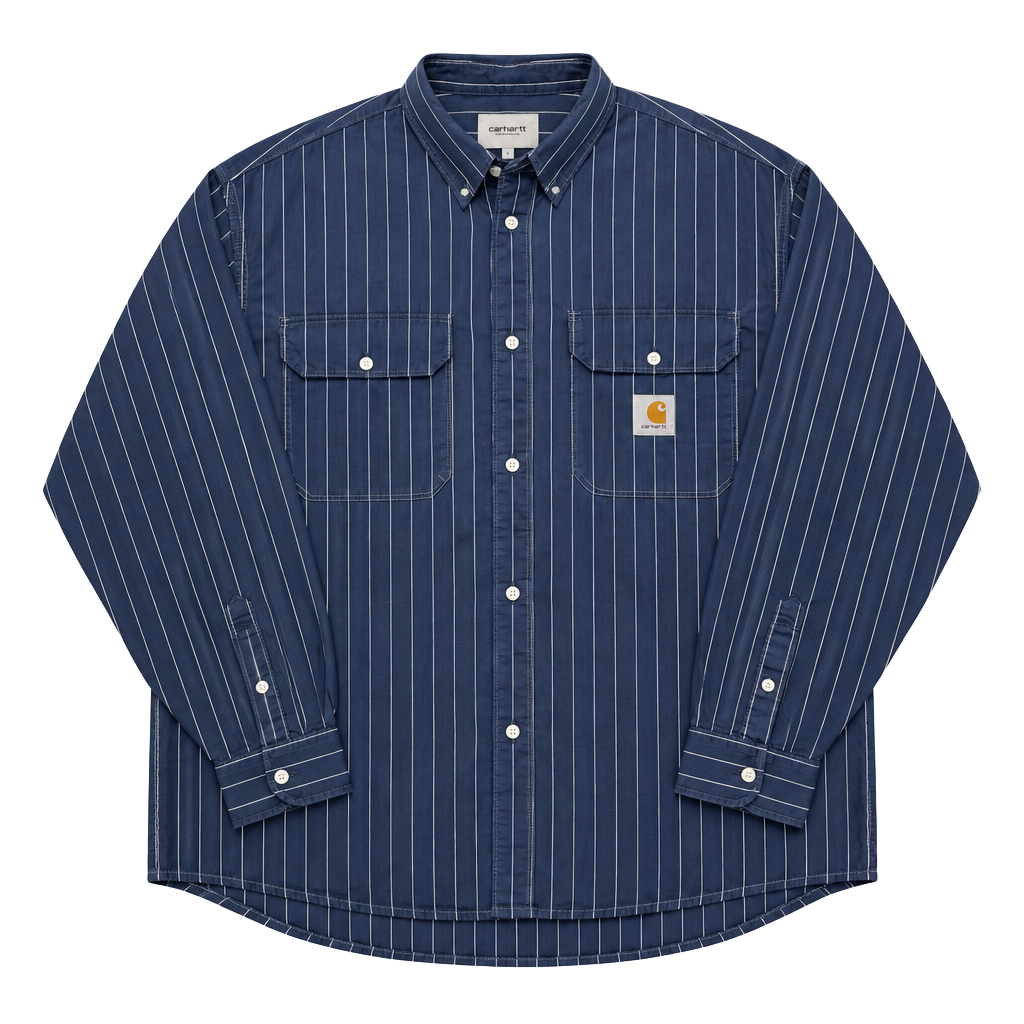 Carhartt WIP Striped Button Up Work Shirt XL Double Pocket Oversized 1
