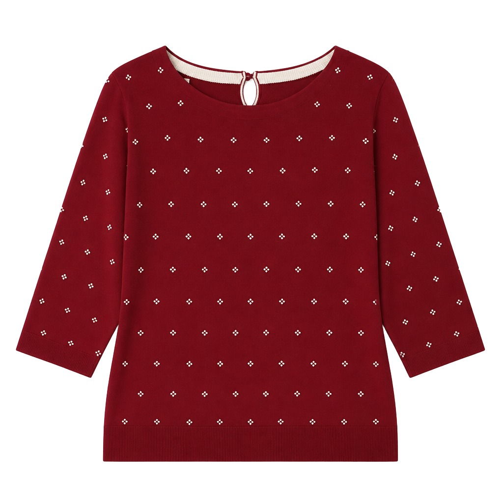 Talbots Women Petites 3Xp Red Pearl Embellished Sweater 1